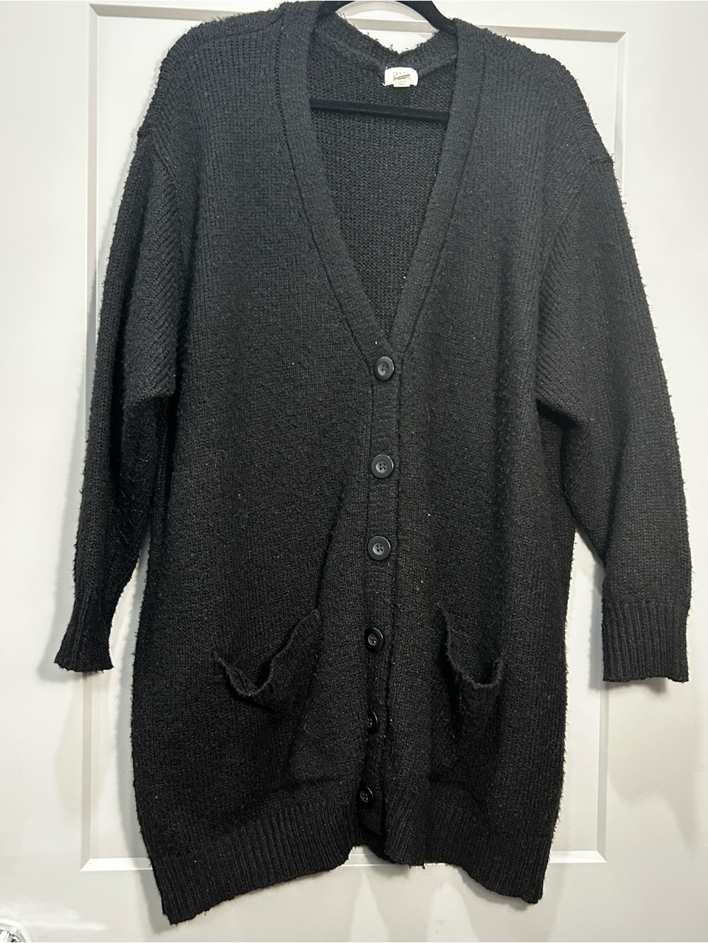 a.n.a | Long Button-Front Cardigan with Front Pockets | Women’s | Black | 1X